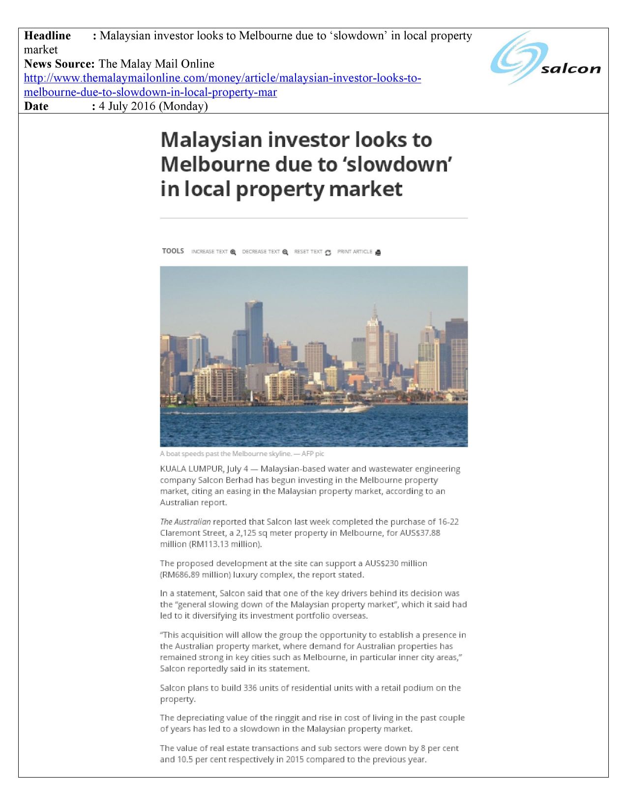 Malaysian investor looks to Melbourne due to ‘slowdown’ in local property market