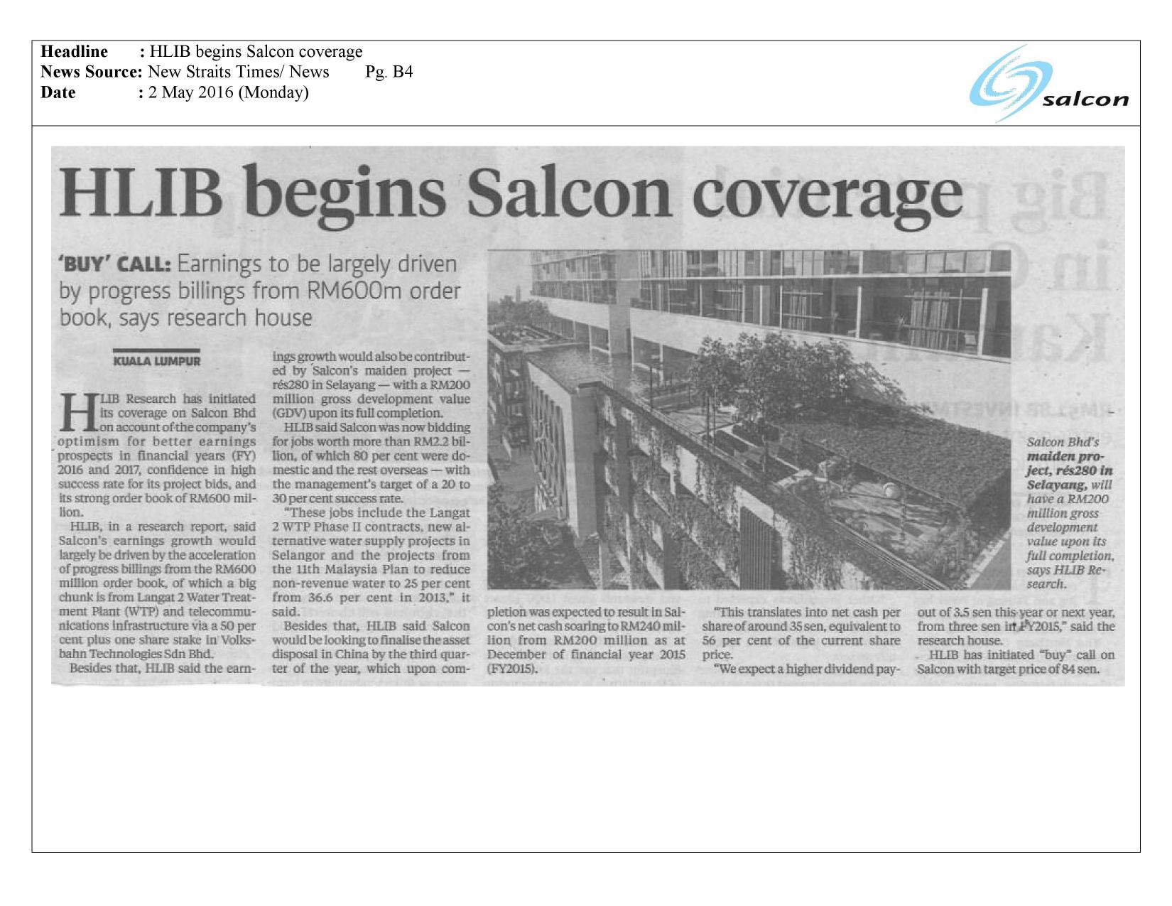 HLIB begins Salcon coverage