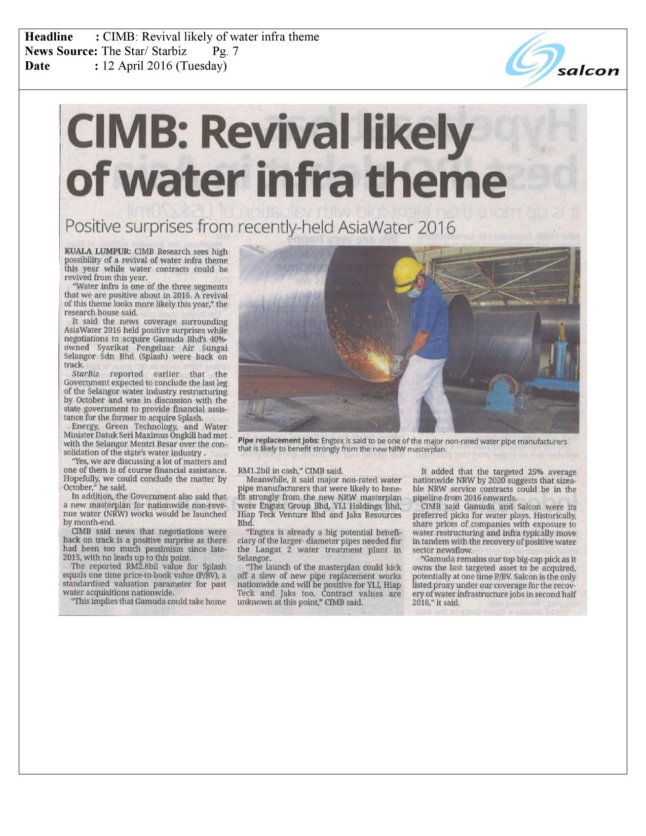 CIMB: Revival likely of water infra theme