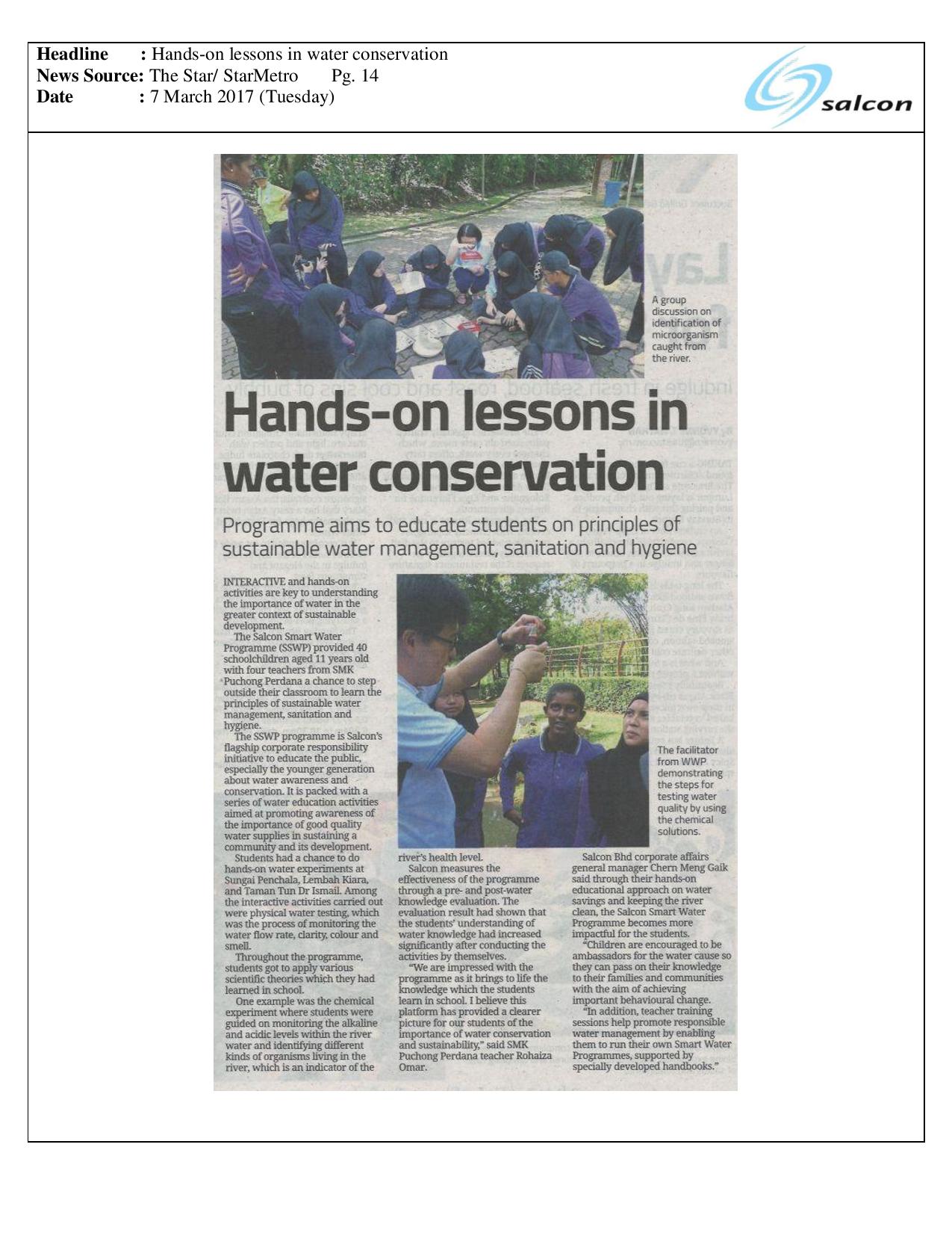 Hands-on lessons in water conservation
