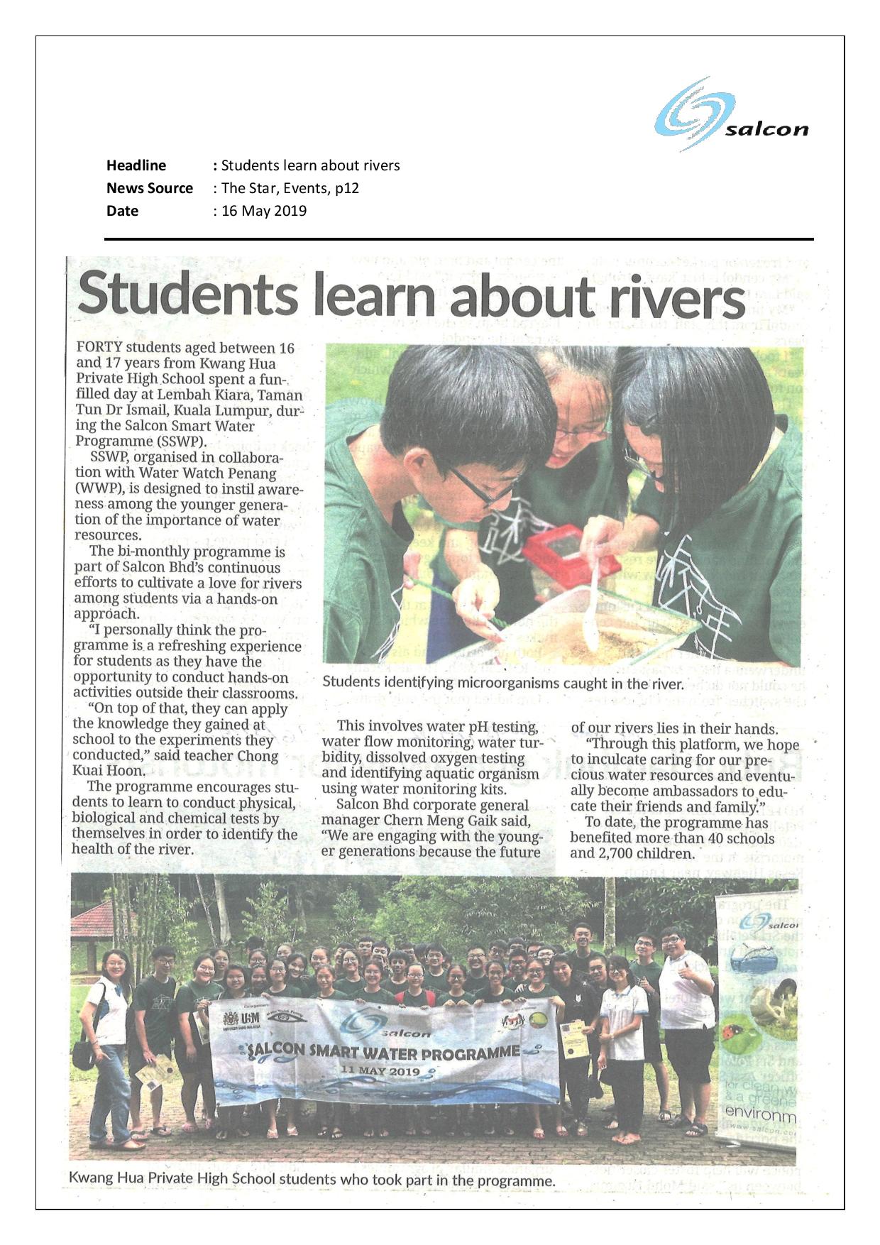 Students learn about rivers