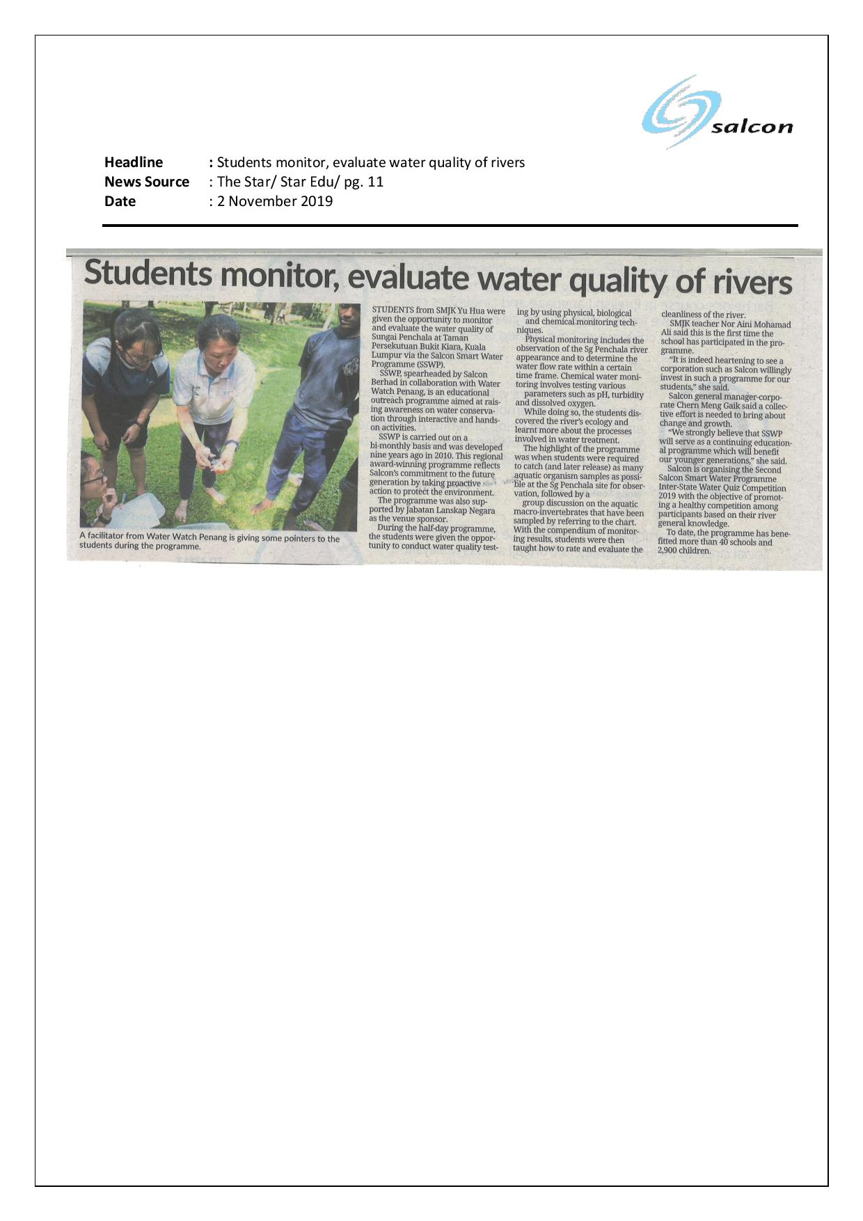 Students monitor, evaluate water quality of rivers