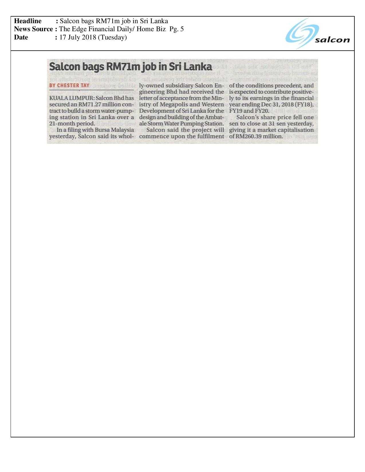 Salcon bags RM71m job in Sri Lanka