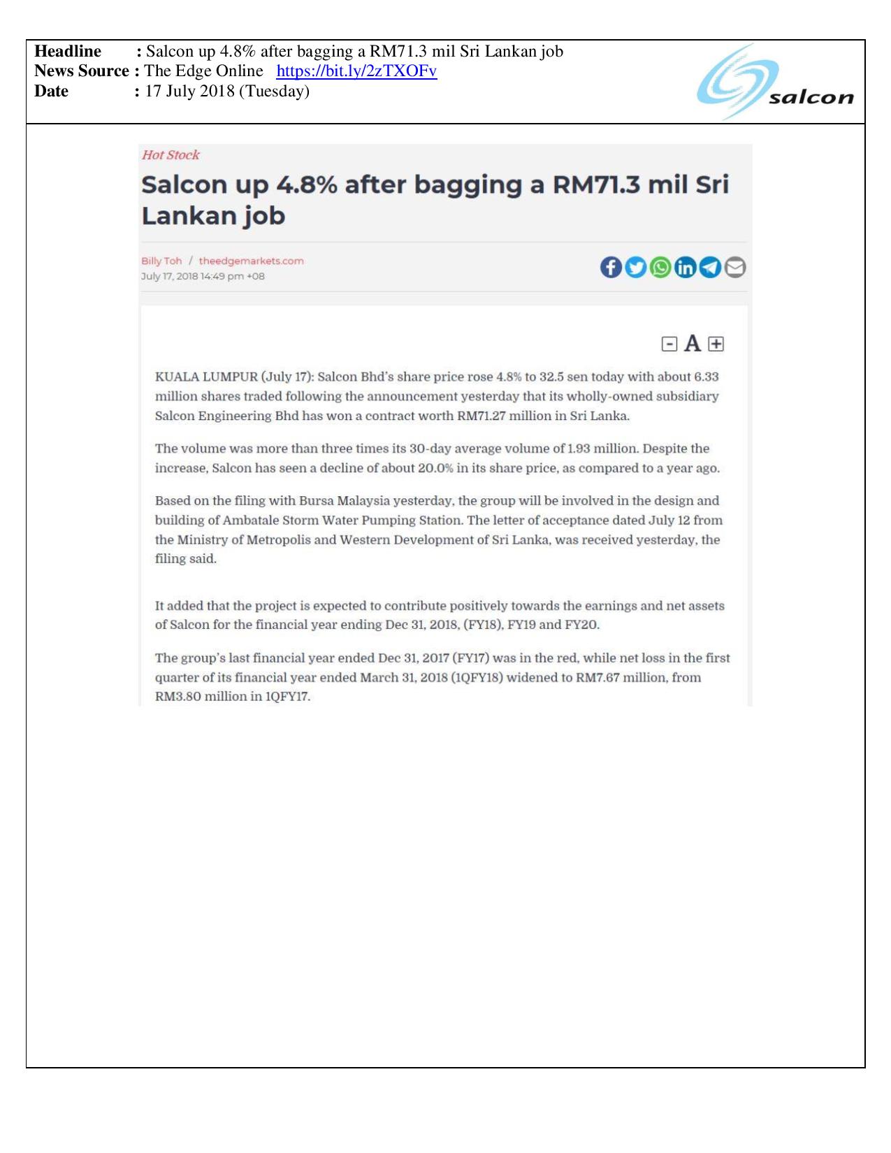 Salcon up 4.8% after bagging a RM71.3 mil Sri Lankan job	