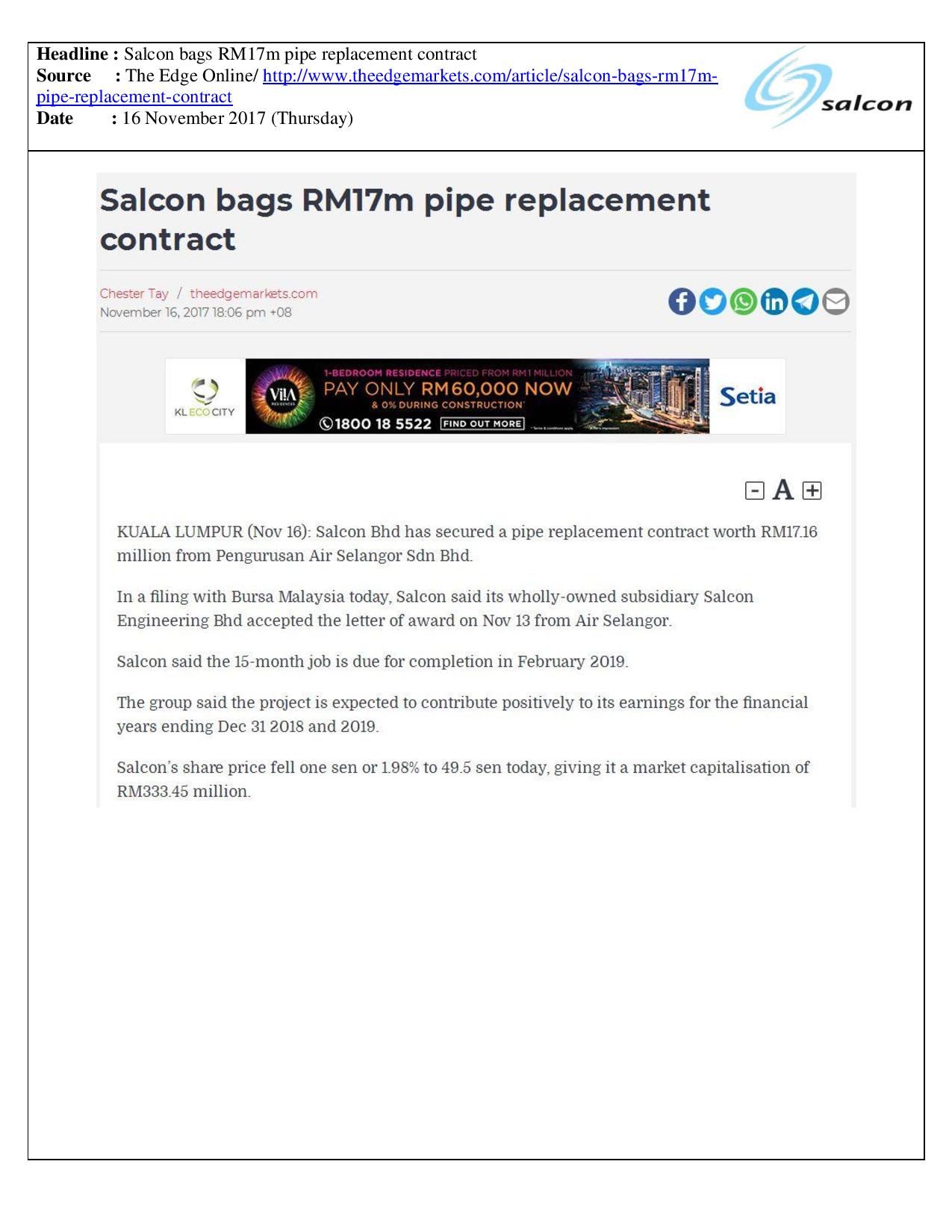 Salcon bags RM17m pipe replacement contract