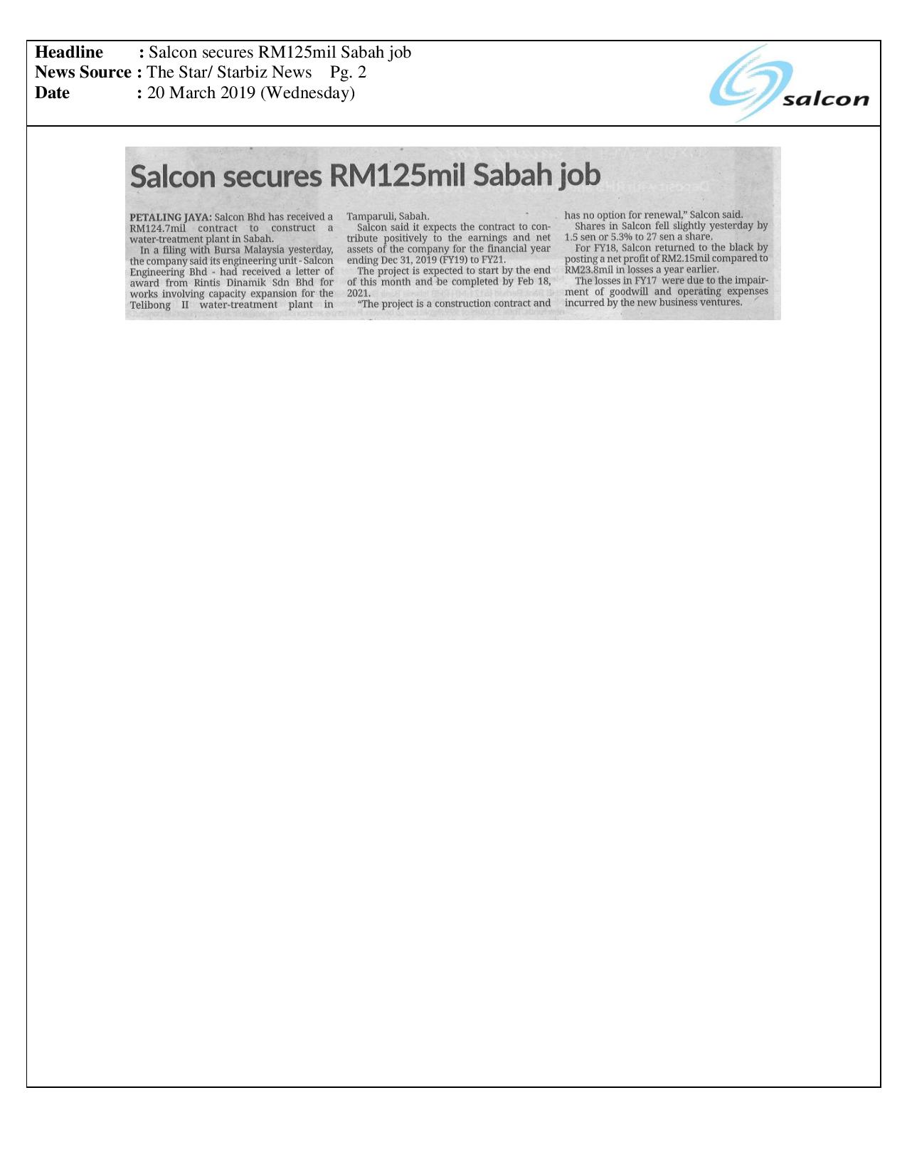 Salcon secures RM125mil Sabah job