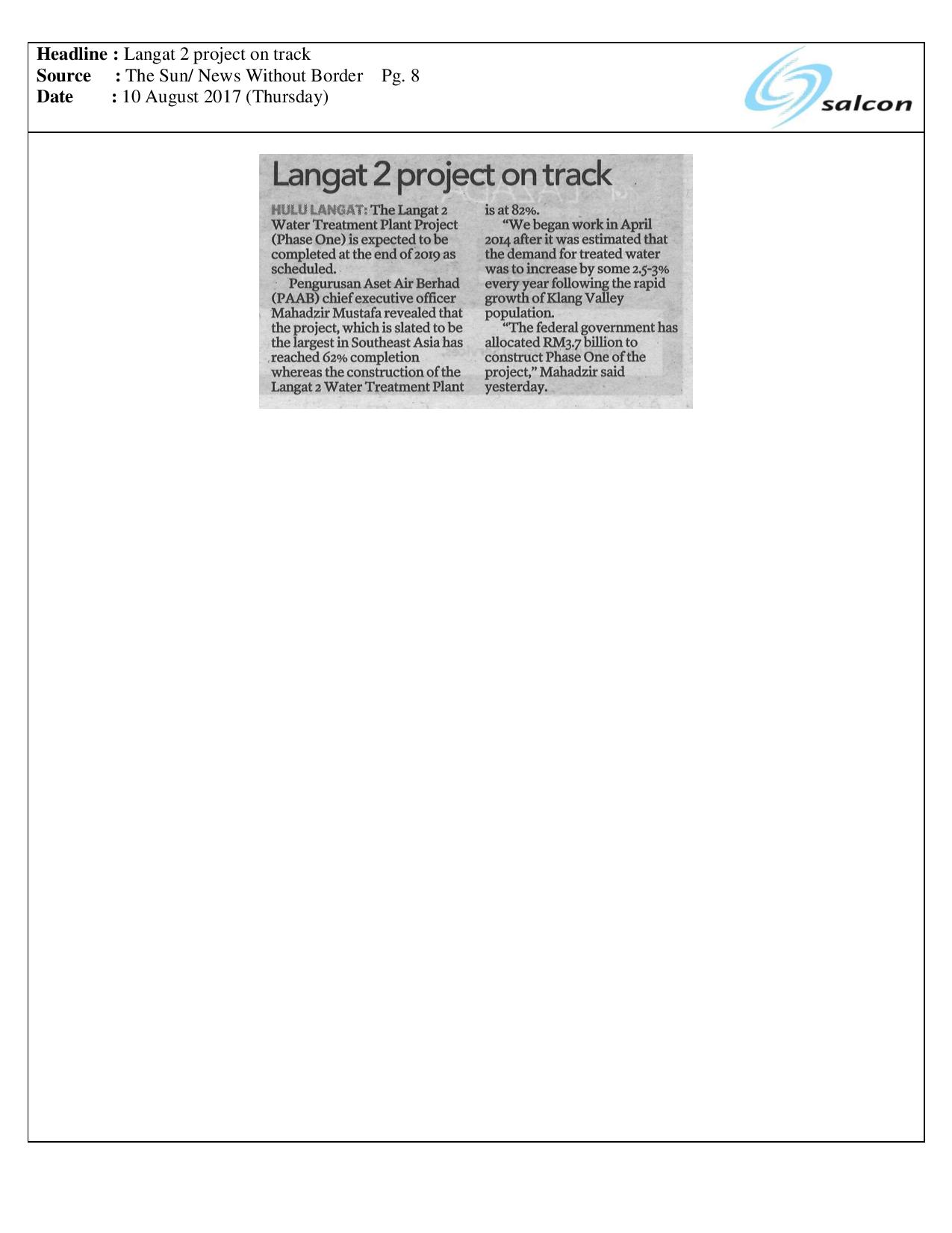 Langat 2 project on track