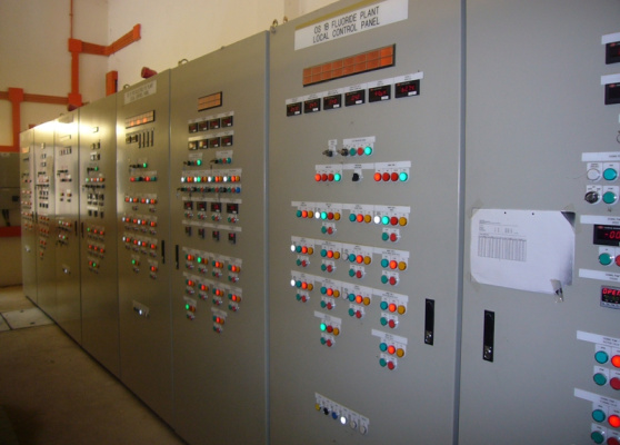control panel at chemical plant